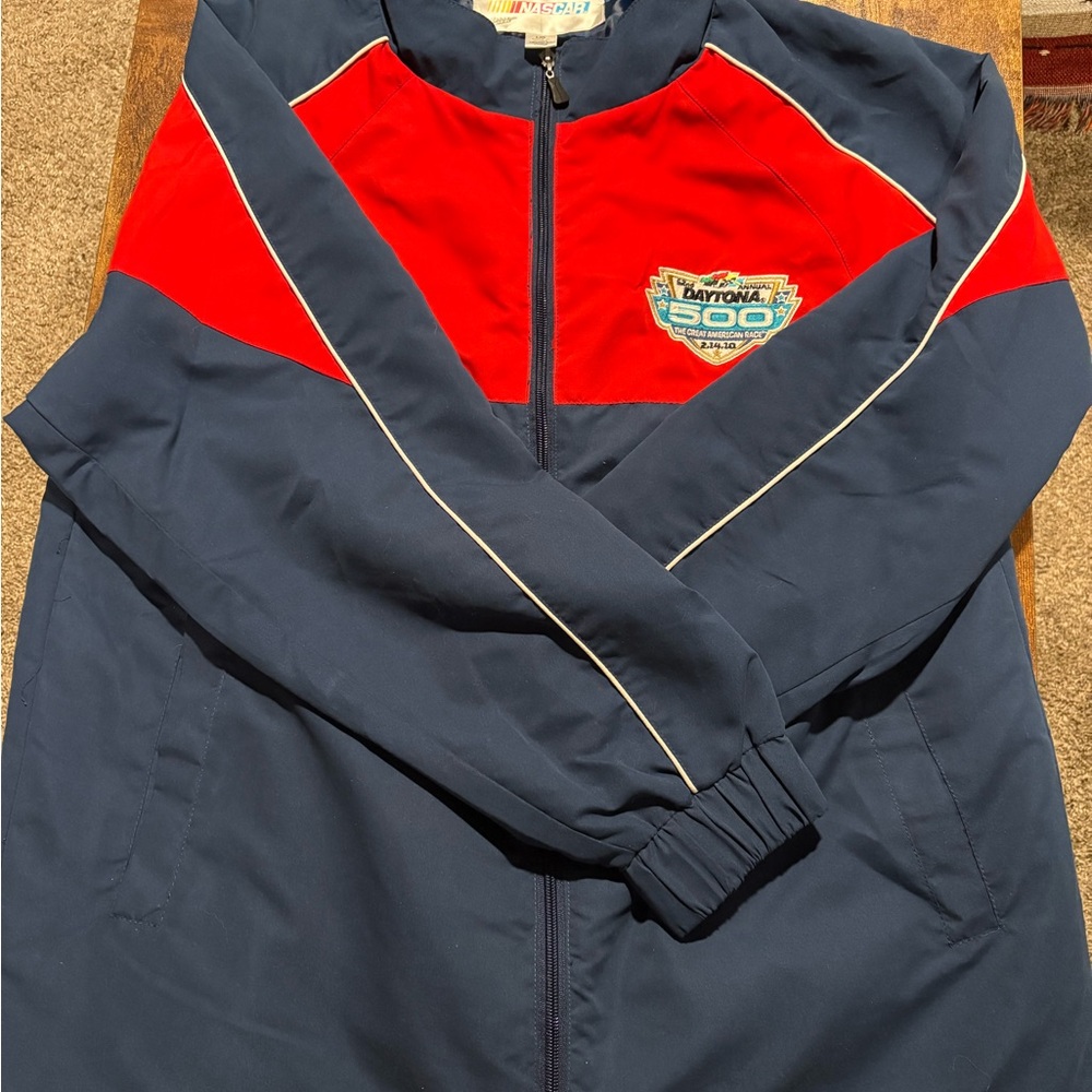Mens size L Nascar Red and Blue Windbreaker Jacket